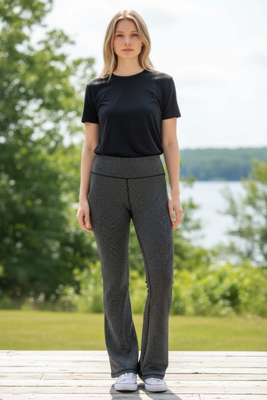 WILD FABLE Pants Size S Charcoal Gray Ribbed Stripe Pants Stretch Flare Legging